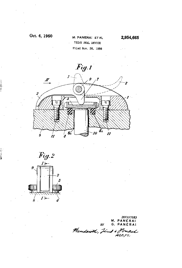 B). Disegno Tecnico USA N. 2.954.665 del 4/10/1960